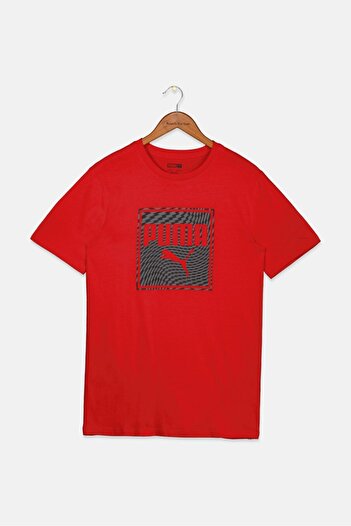 Puma Kids Boy Crew Neck Printed Short Sleeve T-shirts, Red