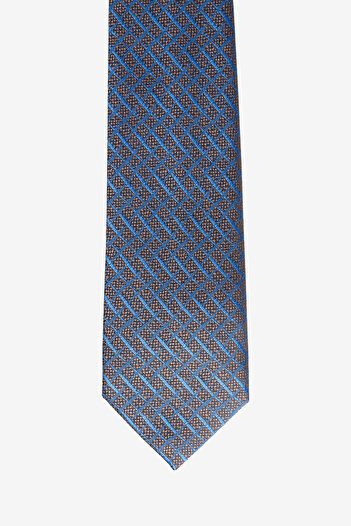 ALTINYILDIZ CLASSICS Men's Brown-Navy Patterned Tie