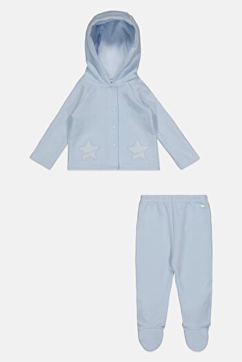 Rock A Bye Baby Boutique Toddlers Boy 2 Piece Hoodie and Bottom Set, Light Blue