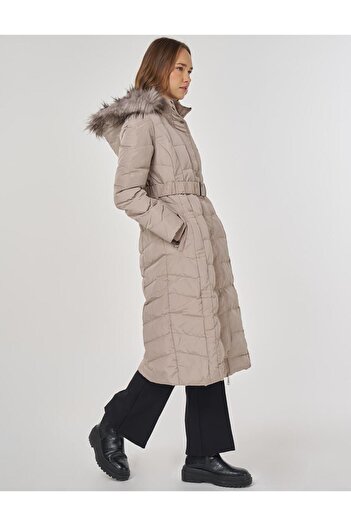 Kayra Faux Fur Goose down Filled Coat Stone