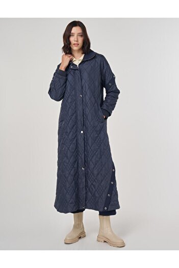Kayra Wide Collar Quilted Wear-Resistant Dark Navy Blue