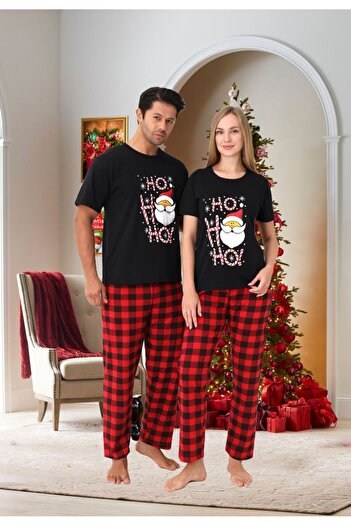 Welike Women's Christmas motif short sleeve pajamas HO HO HO