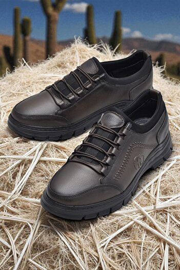 ISPARTALILAR 389R Full Orthopedic Heel Massage Sole Men's Shoes Genuine Leather Transitional Shoes