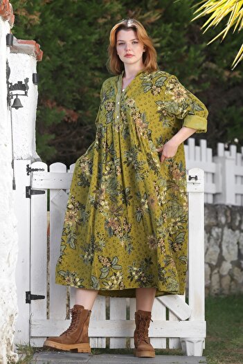 Chiccy Italian Lemon Mold Color Dominant Collar Long Sleeve Buttoned Sequined Velvet Woven Dress 120 68
