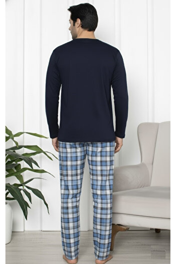 embody Men's cotton wadded long pyjamas navy blue 15570