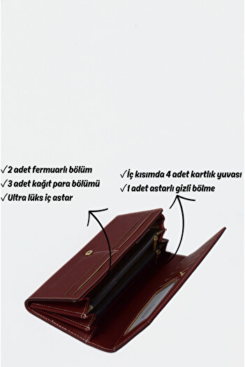 Mazel Design 585 Genuine Leather Premium Women's Wallet - Luxury Lining Detail, Multiple Compartments, Double Zipper