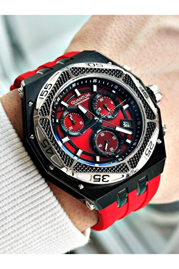 Quantum Men's Wristwatch with Function 10 Atm Waterproof Silicone Cord Steel Case 1066.688Mr