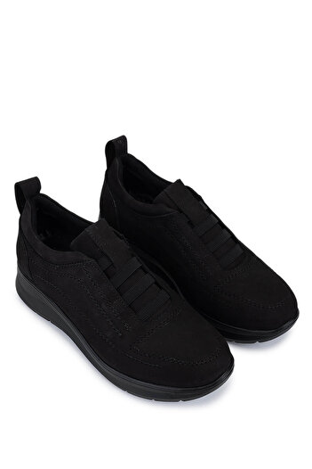 Tamer Tanca Women's Genuine Leather Black Nubuck Comfort Shoes