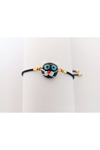 ADAMODART Cute Cat Murano Glass Beaded Bracelet