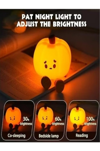 Generic Pumpkin Night Light, Cute LED Lamp, Silicone Dimmable Nursery Nightlight for Kids,