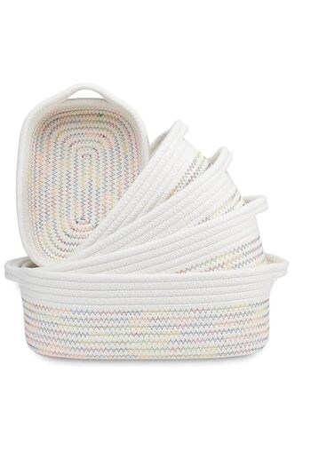 Generic TAME Storage Basket 5PCS Natural Cotton Rope Woven Baskets for Organizing Small Basket Bins Storage