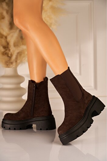 Joana Brown Faux Suede Fur-Lined Women's Boots