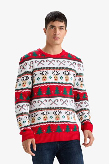 DeFacto Christmas Themed Knitwear Sweater G1118Ax25Wn