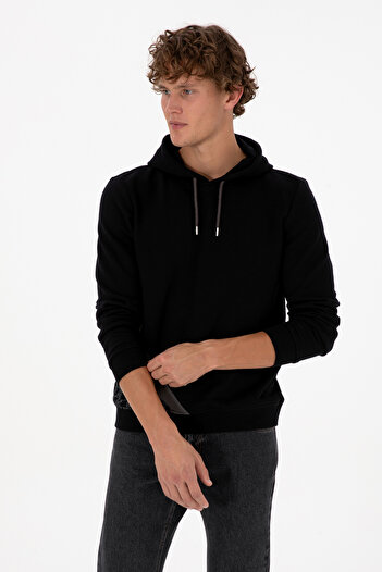 U.S. Polo Assn. Men's Regular Fit Hooded Black Sweatshirt 50315691-Vr046