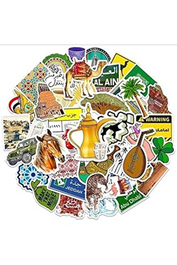 Generic Saudi Arabia-themed graffiti stickers for skateboard, notebooks, luggage, cups and phones, 50 pieces