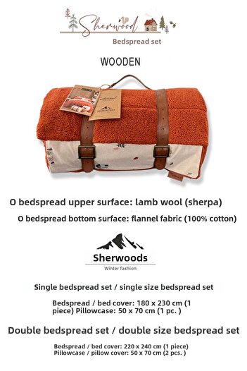 eco concept Sherwood Bohemian Style Double Blanket with 2 Pillowcases - Lamb Wool Effect