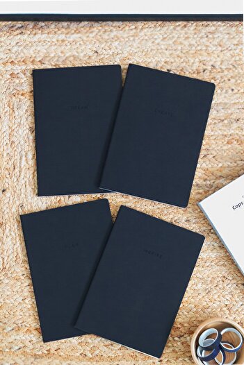 Matt Notebook Комплект тефтери A5, 4 броя, нелинирани, шивашки, черен