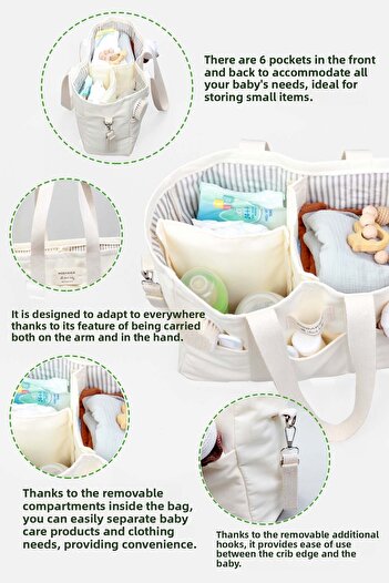 Modakids Canvas Mother Baby Care Bag Organizer Portable Organizer for Newborn Diaper Changing