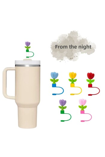 GECEDENİZ Three-Dimensional Thermos Flower Patterned Straw Stopper