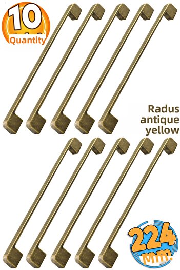Badem10 Radus Antique Antique Galben 224 Mm Mobilier Metal Bucătărie Sertar Dulap Mâner Mâner 10 Bucăți
