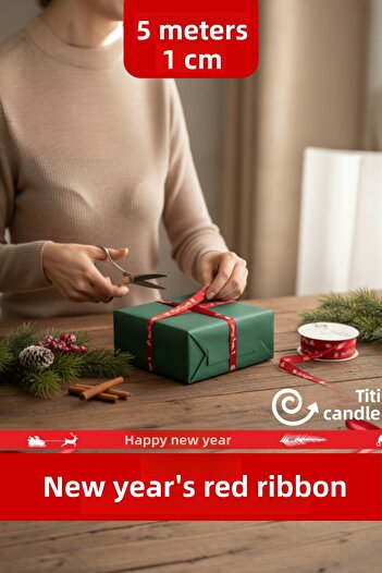 CANVELA New Year Themed Gift Wrapping Ribbon Christmas Happy New Year Santa Claus Package Decoration Ribbon