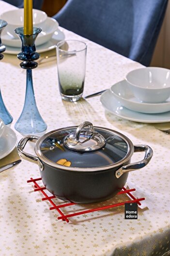 Edora Home Red New Year's Trivet - Flat Bar, Fireproof, Metal Stainless, Counter Top Coaster