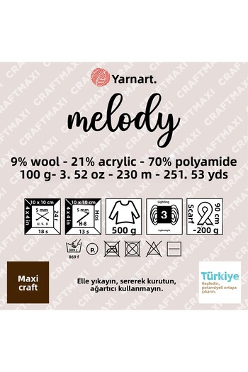 Yarnart Melody - Γυαλιστερό Χειροποίητο Νήμα Πλεξίματος Petrol Blue-900