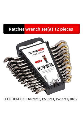 Choice 12pcs-A 12pcs/6pcs Dual-use Ratchet Head Quick Wrench Set Hardware Tools 72 Teeth Wholesale 180 Degr