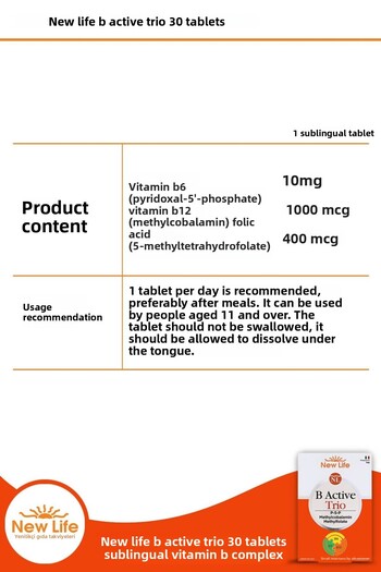 New Life B Active Trio under Tongue 30 Tablets 2 Pieces