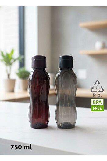 Jet's Home Drinking Bottle Set Pp-5 Bpa Free Leakproof 2-Piece Odorless Office-Sports-School Water Bottle Black Claret Red 750 ml
