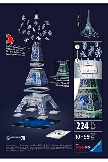 ADORE OYUNCAK Ravensburger Glow in the Dark 3D Puzzle Eiffel Rpb115914