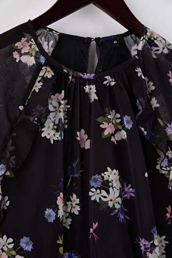 Trendyol Curve Black Chiffon Woven Plus Size Dress