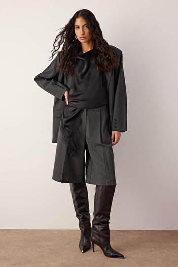 Trendyol Collection Anthracite Long Fabric Shorts & Bermuda Twoaw26Sr00052