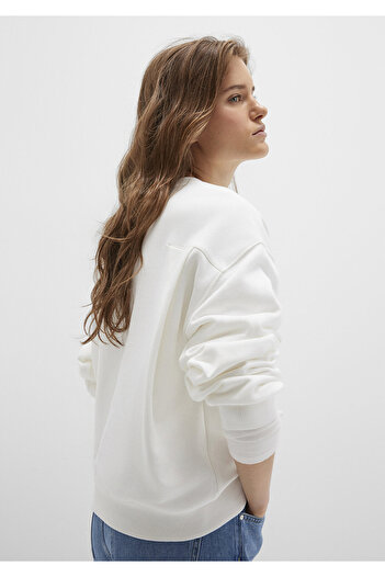 Mavi Bisiklet Yaka Ekru Sweatshirt 1S10358-70057