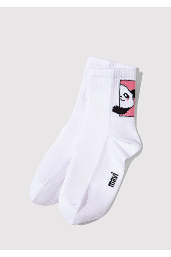 Mavi Panda Printed White Socks 1913533-620