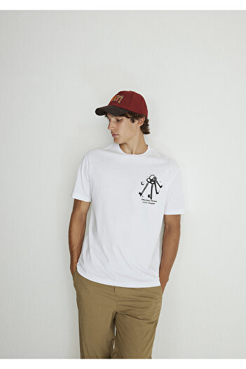 Mavi Λευκό μπλουζάκι με στάμπα στην πλάτη Loose Fit / Loose Relaxed Fit 0612456 -620