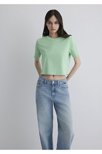 Mavi Green Crop Basic T-Shirt Crop / Short Cut 1613072-71759