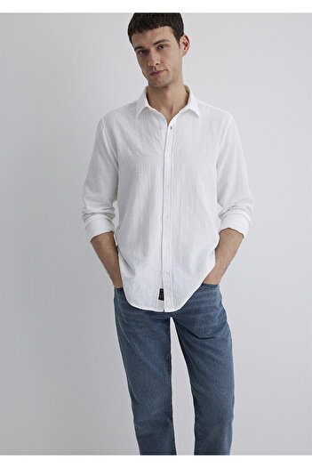 Mavi Ekru Gömlek Slim Fit / Dar Kesim 0211548-70057