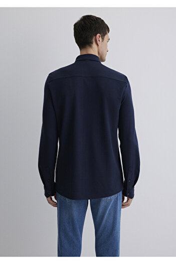 Mavi Liyosel Karışımlı Lacivert Gömlek Slim Fit / Dar Kesim 0211582-70488