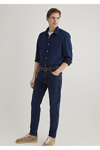 Mavi Çizgili Lacivert Gömlek Regular Fit / Normal Kesim 0211411-18790