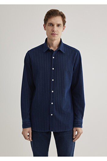 Mavi Çizgili Lacivert Gömlek Regular Fit / Normal Kesim 0211411-18790