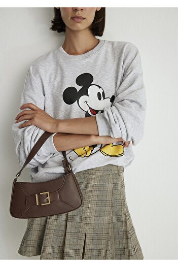 Mavi Mickey Mouse Baskılı Gri Sweatshirt 1S10254-88467