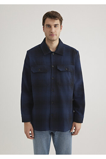 Mavi Kareli Lacivert Gömlek Loose Fit / Bol Rahat Kesim 0211332-89071