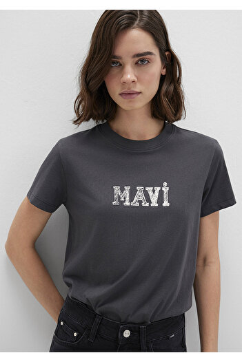 Mavi Baskılı Antrasit Tişört Regular Fit / Normal Kesim 1612232-34853