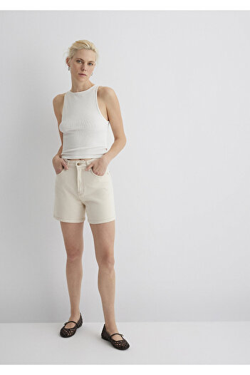 Mavi Verna Mavi Premium Krem Jean Şort 1410059-87082