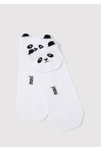 Mavi Weiße Booties-Socken mit Panda-Stickerei 1912466 -620
