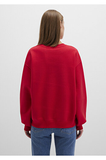 Mavi Bisiklet Yaka Kırmızı Basic Sweatshirt 1610198-80791