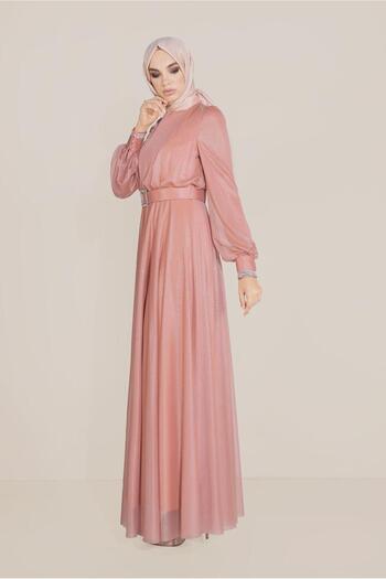 Alvina Glossy Fabric Belt Dress 40736