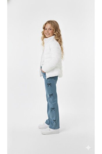 ELONİ KIZ ÇOCUK YANLARI PAPYON DESENLİ KOT PANTALON