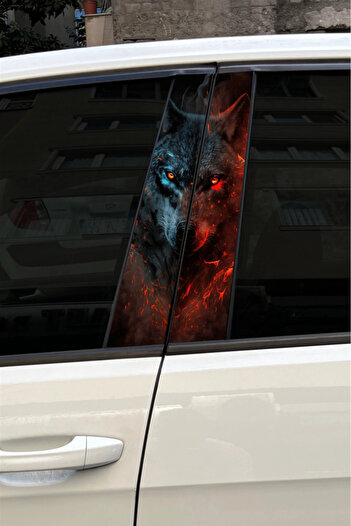 aydın garage Kurt Araç Kapı Direk Kaplama Folyosu Desenli Sticker 22x50 Cm 2 Adet